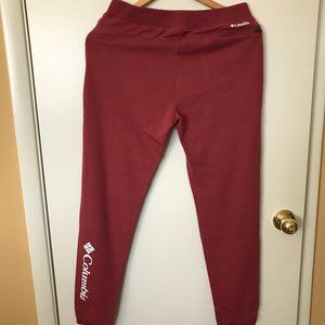Columbia Burgundy Joggers NWOT Girls L (Fits Women's S) Back Logo